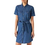 JDY Damen Jeans Mini-Kleid JDYBella Kurzarm Hemdkleid mit Gürtel 15231238 Medium Blue Denim 40