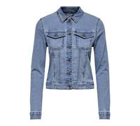 JDY Damen Jeansjacke JDYMoon DNM Mix leichte Übergangsjacke mit Knopfleiste 15346512 Medium Blue Denim L