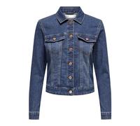 JDY Damen Jeansjacke JDYMoon leichte Übergangsjacke mit Knopfleiste 15315972 Dark Blue Denim L