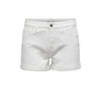 JdY Damen Jeansshorts mit Umschlag und klassischem Five-Pocket-Design, Farben:Weiß, Größe:M