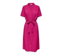 JDY Damen Kurzarm Midi Kleid JDYSoul Life Hemdkleid mit Gürtel 15317408 Fuchsia Purple XS