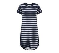 JDY Damen Kurzes T-Shirt Kleid Knielang Kurzarm Rundhals Mini Dress Gestreift JDYIVY, Farben:Weiß-Blau, Größe:S