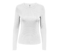 JdY Damen Langarmshirt Slim Fit Rundhals Elegantes Basic Oberteil, Farben:Weiß-3, Größe:XL