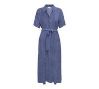 JdY Damen Legeres Hemd Blusenkleid mit Gürtel und Design Muster, Farben:Blau, Größe:L