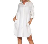 JDY Damen Long Musselin-Bluse JDYTheis Life 3/4-Ärmel Longshirt Oversized 15204625 Snow White 38
