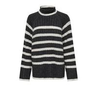 Rollkragenpullover JDY "JDYMILEY L/S LONG STRIPE PULLOV KNT NOOS", Damen, Gr. XS (S), grau (dunkelgrau melange detail:with birch mel stripes), Strick, Rippstrick, Obermaterial: 52% Polyester, 36% Poly