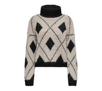 JDY Damen Rollkragen-Strickpullover JDYZoey Life Pulli mit Jaquard-Muster 15330718 Chateau Gray/Black Jaquard XL