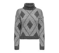 JDY Damen Rollkragen-Strickpullover JDYZoey Life Pulli mit Jaquard-Muster 15330718 Light Grey Melange/DGMJaquard M