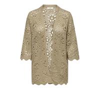 JDY Damen Sommer Strickjacke JDYNatascha 3/4-Arm Kimono leichte Häkeljacke 15290568 Crockery L