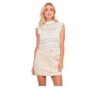 JDY Damen Spitzen Oberteil JDYBLOND Basic Lace Shirt Kurzarm Blumen Top Sommershirt Bluse, Farben:Weiß, Größe:40