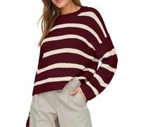 JDY - JDYJUSTY L/S STRIPE PULLOVER KNT NOOS cabernet - Gr. - L