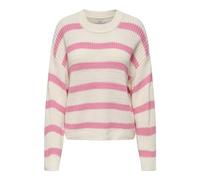 JDY Damen Strick-Pullover JDYJusty gestreifter Damenpullover 15264902 Eggnog/Sachet Pink XL