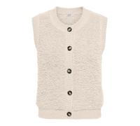 Strickweste JDY "JDYEIRA LIFE S/L O-NECK BUTTON VEST KNT", Damen, Gr. M, birch, Strick, Obermaterial: 90% Polyester, 5% Wolle, 3% Elasthan, 2% Polyacryl, unifarben, hüftlang, Rundhals, Westen (4709113
