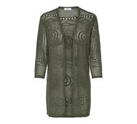 JdY Damen Strickjacke V-Ausschnitt 3/4 Arm seitliche Schlitze Elegante Jacke, Farben:Grün, Größe:S