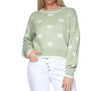 JDY Damen Strickpullover kurzer Pullover Pulli mit Herzen JDYRomance 15314768 Desert Sage W. Cloud Dancer Heart L