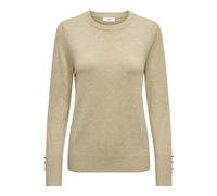 JDY Damen Strickpullover Rundhals Knopfdetails Knit Fit Langarm stilvoll bequem, Farben:Beige, Größe:L