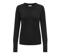JDY Damen Strickpullover Rundhals Knopfdetails Knit Fit Langarm stilvoll bequem, Farben:Schwarz-2, Größe:L