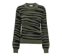Strickpullover JDY "JDYLORRAINE ANIMAL L/S PULLOVER KNT NOOS" Gr. M (38), grün (kalamata detail:black zebra stripes) Damen Pullover (31719265-M) kalamata detail:black zebra stripes