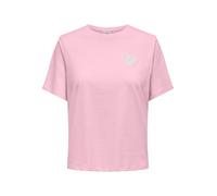 JDY Damen T-Shirt mit Stickerei auf der Brust, Kurzarm, Farben:Rosa, Größe:M