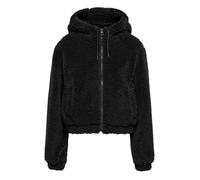 JDY Damen Teddyfell Kapuzen-Jacke JDYMila Plüsch Zip Hoodie 15353903 Black M