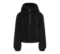JDY Damen Teddyfell Kapuzen-Jacke JDYMila Plüsch Zip Hoodie 15353903 Black XL
