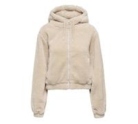 JDY Damen Teddyfell Kapuzen-Jacke JDYMila Plüsch Zip Hoodie 15353903 Moonbeam L