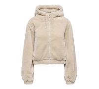 JDY Damen Teddyfell Kapuzen-Jacke JDYMila Plüsch Zip Hoodie 15353903 Moonbeam L