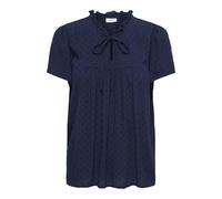 JdY Damen Top Oberteil Rundhals V-Ausschnitt Bluse lockeres Shirt Schleifendetails, Farben:Schwarz-3, Größe:40