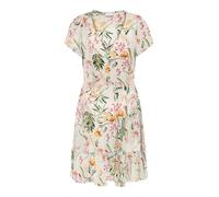 JdY Damen Viskose Kleid JDYSezen Life Kurzarm-Sommerkleid mit Blumen Knielang 15351568 Cloud Dancer/Tropical Flowers M