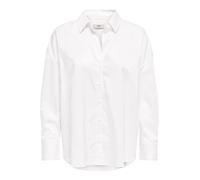 Hemdbluse JDY "JDYVESPER L/S LOOSE SHIRT WVN NOOS", Damen, Gr. L, weiß, Web, Obermaterial: 60% Polyester, 40% Baumwolle, unifarben, lässig geschnitten Po-bedeckend, weit 1-Knopf-Manschette, Blusen Hem