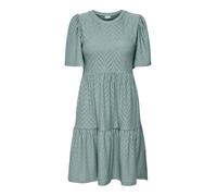 JdY Damen Kurzarm Kleid JDYCarla Cathinka A-Linie mit Lochmuster 15254680 Chinois Green S