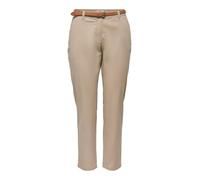 Chinohose JDY "JDYCHICAGO MW BELTED CHINO PANTS PNT DIA", Damen, Gr. XL (42), Länge 32, travertine, Web, Obermaterial: 98% Baumwolle, 2% Elasthan, unifarben, regular fit knöchellang, Hosen Chinohose (