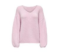V-Ausschnitt-Pullover JDY "JDYDINEA L/S REVERSIBLE PULLOV. KNT NOOS", Damen, Gr. S, fragrant lila, Strick, Obermaterial: 80% Polyacryl, 20% Polyester, unifarben, loose fit hüftlang, V-Ausschnitt, weit