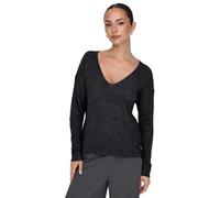 Jacqueline de Yong Damen Feinstrickpullover JDYELANORA V-Neck Longsleeve gerippt Dunkelblau meliert M