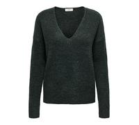 JdY Damen Fein Strickpullover Pullover V-Neck JDYELANORA Longsleeve Sweater Gerippt, Farben:Dunkelgrün, Größe:M
