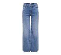 High-waist-Jeans JDY "JDYFELINA-FINA HW WIDE MED BLUE DNM NOOS", Damen, Gr. L (40), Länge 30, blau (medium blau denim), Denim/Jeans, Obermaterial: 98% Baumwolle, 2% Elasthan, unifarben, Jeans High-Wai