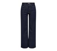 High-waist-Jeans JDY "JDYFELINA-FINA HW WIDE RINSE JNSDNM NOOS", Damen, Gr. XS (34), Länge 30, blau (dunkelblau denim detail:rinse blau denim), Denim/Jeans, Obermaterial: 98% Baumwolle, 2% Elasthan, u