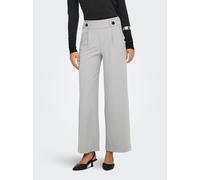 Jerseyhose JDY "JDYGEGGO NEW LONG PANT JRS NOOS", Damen, Gr. S (36), Länge 32, ultimate grau detail:schwarz buttons, Jersey, Obermaterial: 95% Polyester, 5% Elasthan, meliert, unifarben, relaxed fit k
