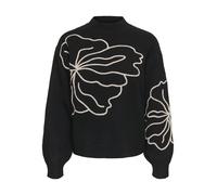 JDY - JDYJELLA L/S FLOWER PULLOVER KNT NOOS Black - Gr. - S
