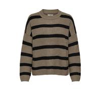 JdY Damen JDYJUSTY L/S Stripe Pullover KNT NOOS Strickpullover, Walnut/Stripes:Black, L