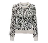 JdY Damen Jdylorraine Animal L/S KNT Noos Strickpullover, Cement/Detail:Black Leopard Spots, M EU