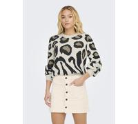 Strickpullover JDY "JDYLORRAINE ANIMAL L/S PULLOVER KNT NOOS" Gr. S (36), beige (cement detail:black, malt ball mix) Damen Pullover (85903555-S) cement detail:black, malt ball mix