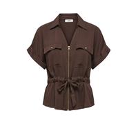 JDY - JDYMILLE S/S ZIP SHIRT WVN NOOS Chicory Coffee - Gr. - S