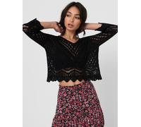 Strickpullover JDY "JDYNEW SUN 3/4 CROPPED PULLOVER KNT NOOS" Gr. S (36), schwarz (black) Damen Pullover (67133858-S) black