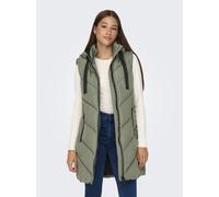 JdY Damen JDYSKYLAR Padded Hood Waistcoat OTW NOOS Weste, Vetiver/Detail:Black, L