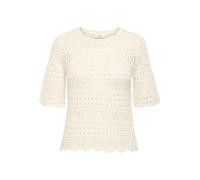 Kurzarmpullover JDY "JDYSUN LAY 2/4 PULLOVER KNT NOOS", Damen, Gr. M, eggnog, Strick, Obermaterial: 100% Polyacryl, unifarben, hüftlang, Rundhals, Pullover, Strukturstrick (26014461-M) eggnog