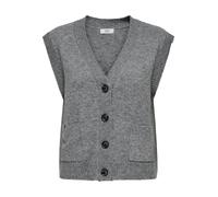JDY - JDYSUPER S/L V-NECK VEST KNT NOOS Medium Grey Melange - Gr. - XS