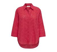 Hemdbluse JDY "JDYTALLIE 3/4 LONG SHIRT WVN NOOS", Damen, Gr. S (36), ski patrol, Web, Obermaterial: 100% Baumwolle, unifarben, modisch, regular fit, 3/4-Ärmel, Blusen, mit Lochstickerei-Detail (85910