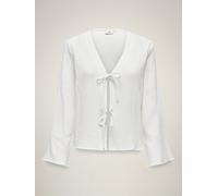 Langarmbluse JDY "JDYTHEIS LIFE L/S TOP WVN NOOS", Damen, Gr. M, cloud dancer, Web, Obermaterial: 100% Baumwolle, unifarben, regular fit normal, V-Ausschnitt, weit, Blusen, Baumwolle, regular fit, Mus