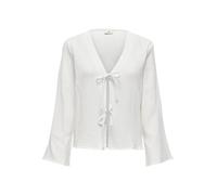 Langarmbluse JDY "JDYTHEIS LIFE L/S TOP WVN NOOS", Damen, Gr. XS, cloud dancer, Web, Obermaterial: 100% Baumwolle, unifarben, regular fit normal, V-Ausschnitt, weit, Blusen, Baumwolle, regular fit, Mu